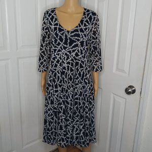 Coldwater Creek 1X Lined Stretchy Black & White Nylon Dress Lightweight Casual